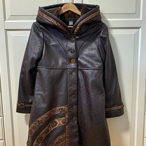 Leggatte Long Brown Faux Leather Coat Made in Italy